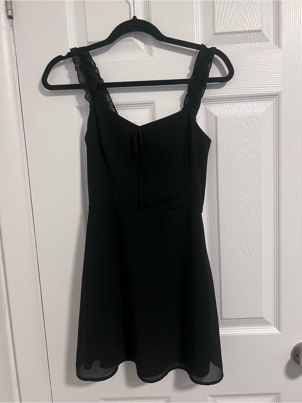 Dynamite Black Ruffle-Strap Mini Dress